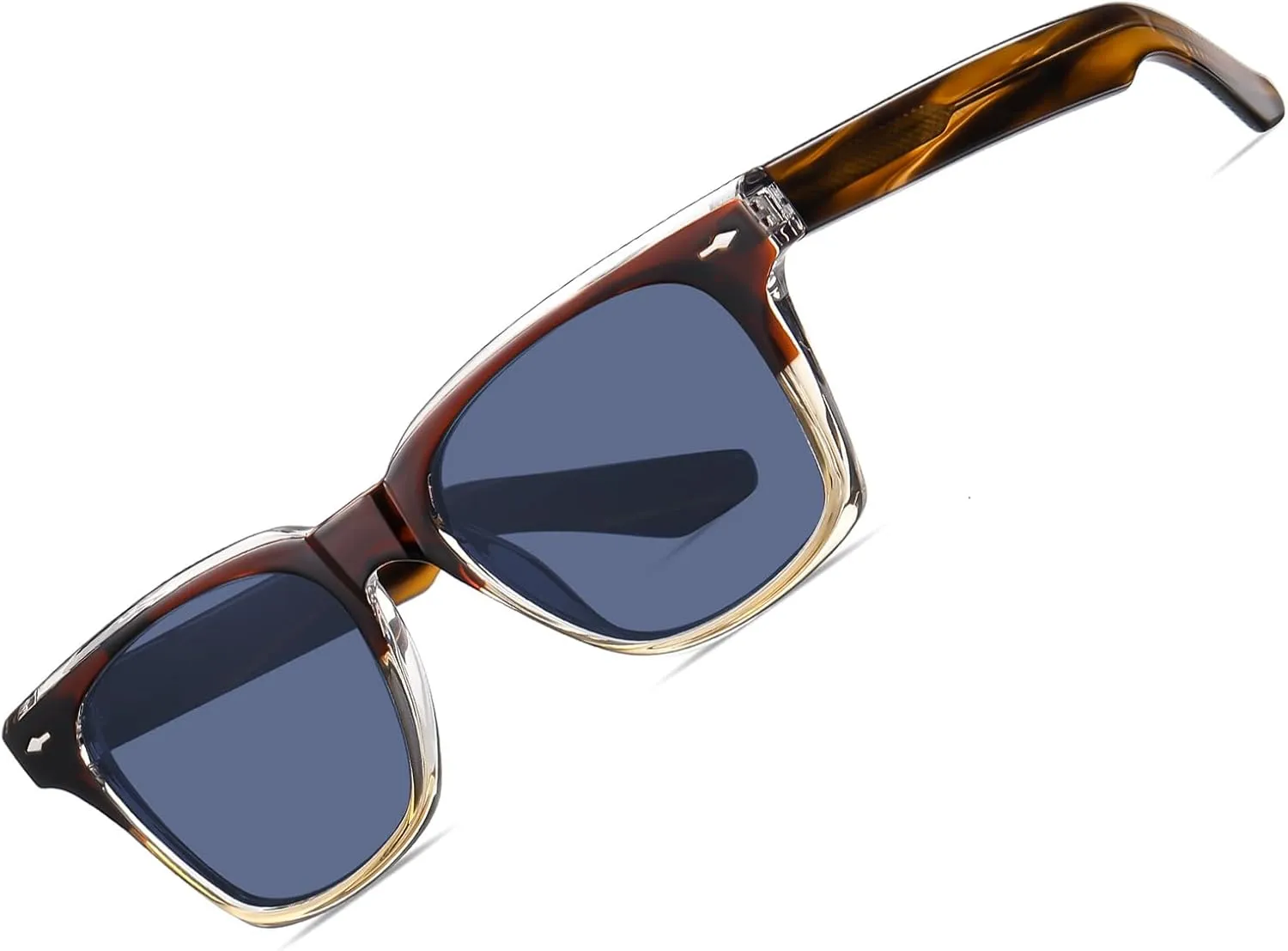 CARFIA Retro Polarized Sunglasses For Men UV400 Protection Square Arrow Rivet Trendy Classic Thick Shades