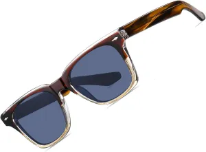 CARFIA Retro Polarized Sunglasses For Men UV400 Protection Square Arrow Rivet Trendy Classic Thick Shades