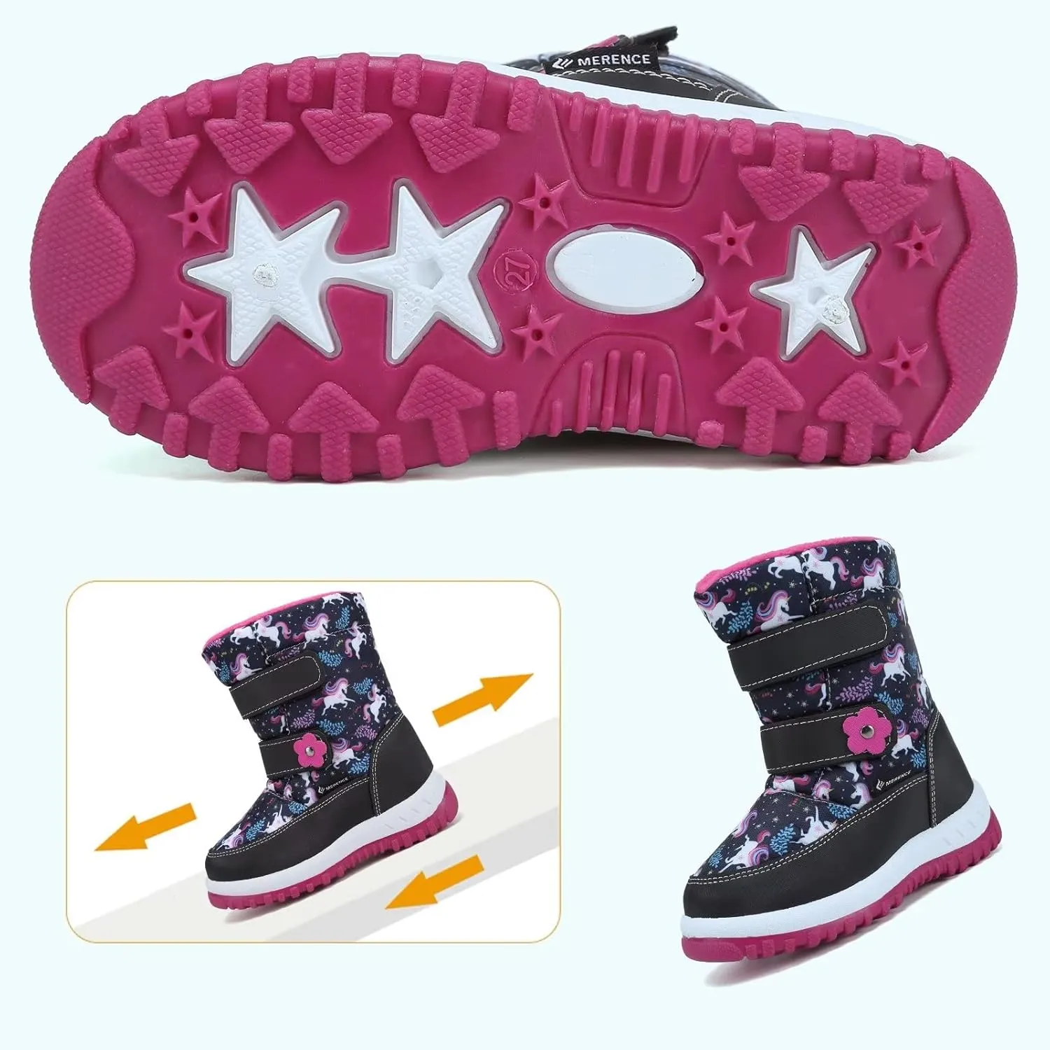 CIOR Winter Snow Boots for Boy and Girl Outdoor Waterproof with Fur Lined(Toddler/Little Kids)