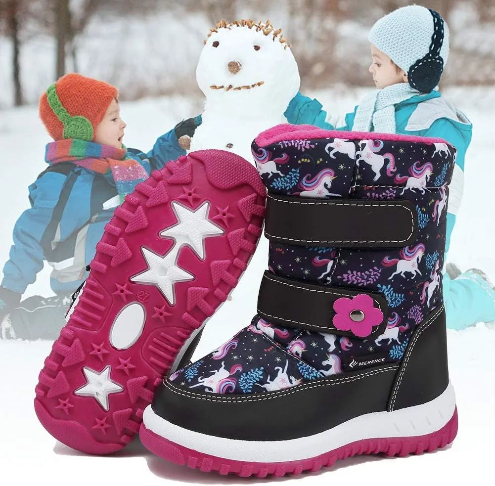 CIOR Winter Snow Boots for Boy and Girl Outdoor Waterproof with Fur Lined(Toddler/Little Kids)