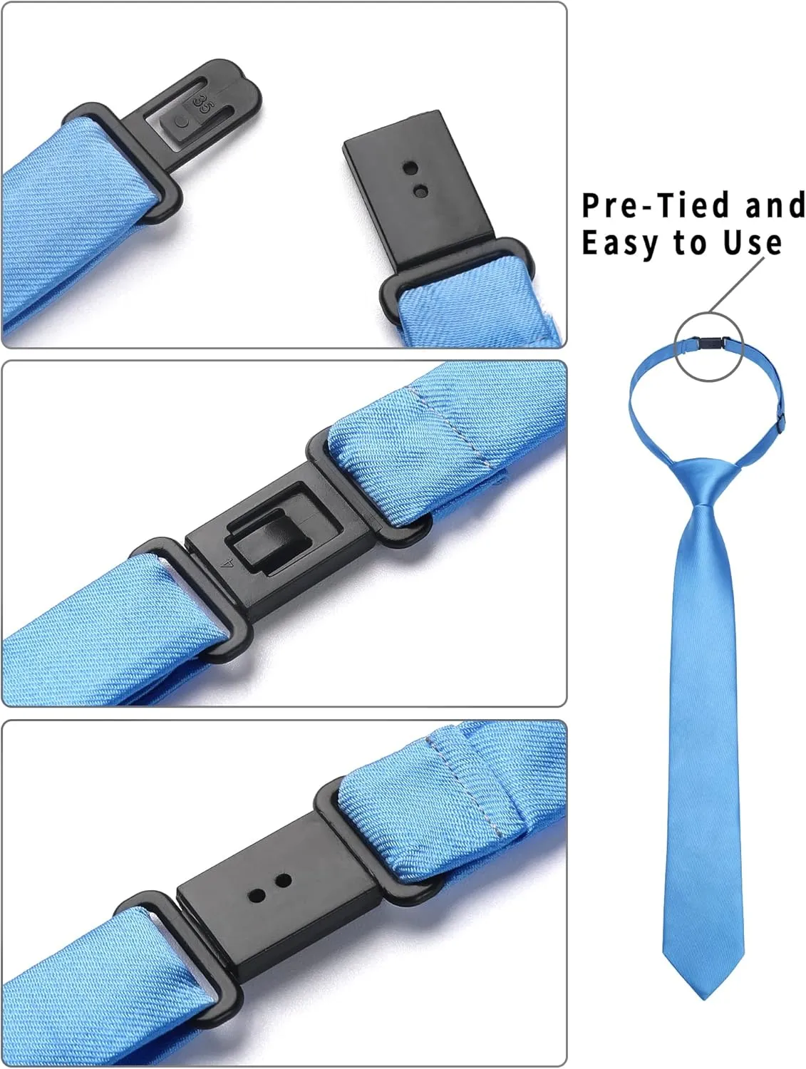 Enlision Boys Ties Solid Color Pre-Tied Kids Necktie for Age 8-12 Adjustable Woven Formal Kids Tie Wedding School Graduation