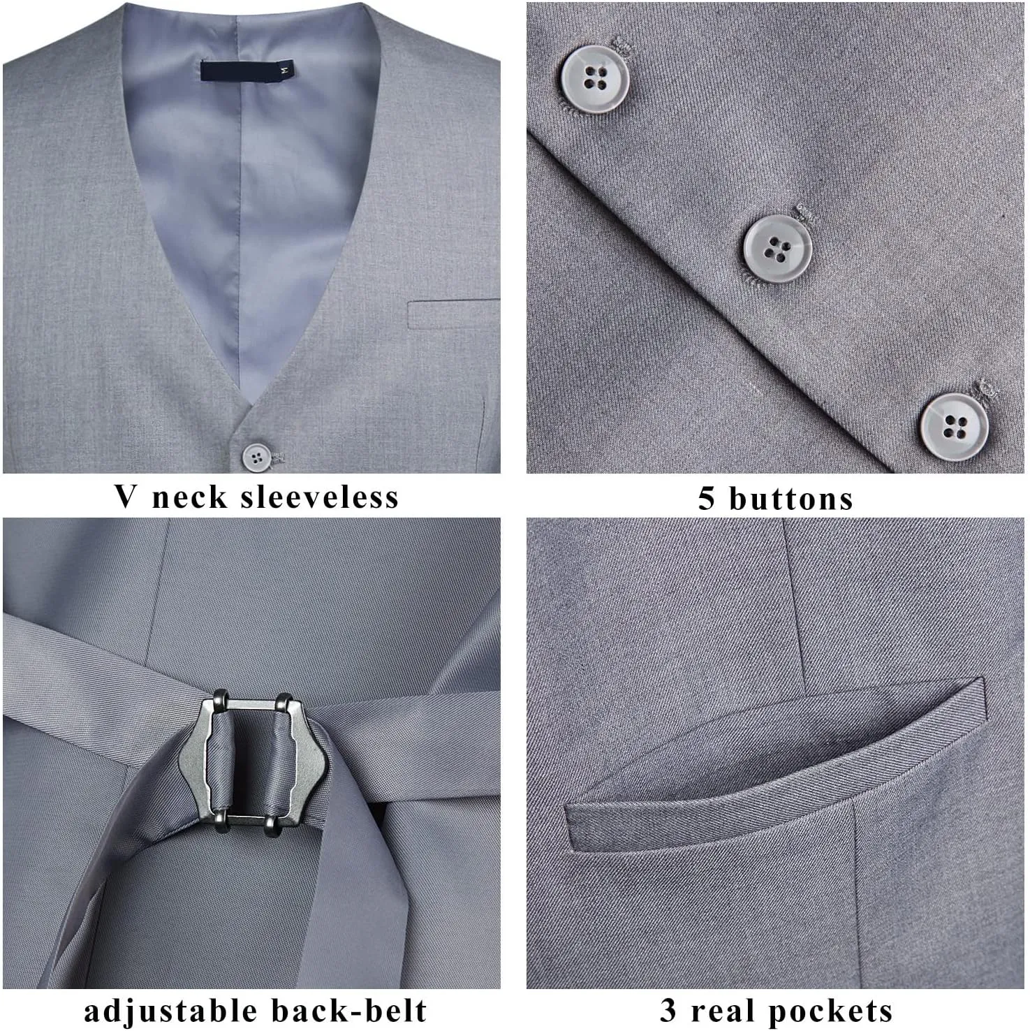 Enlision Men's Suit Vest Business Formal Dress Waistcoat Solid Color Vest for Suit or Tuxedo
