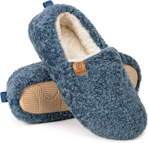 EverFoams Womens Soft Curly Full Slippers Memory Foam Lightweight House Shoes Cozy Loafer with Polar Fleece Lining