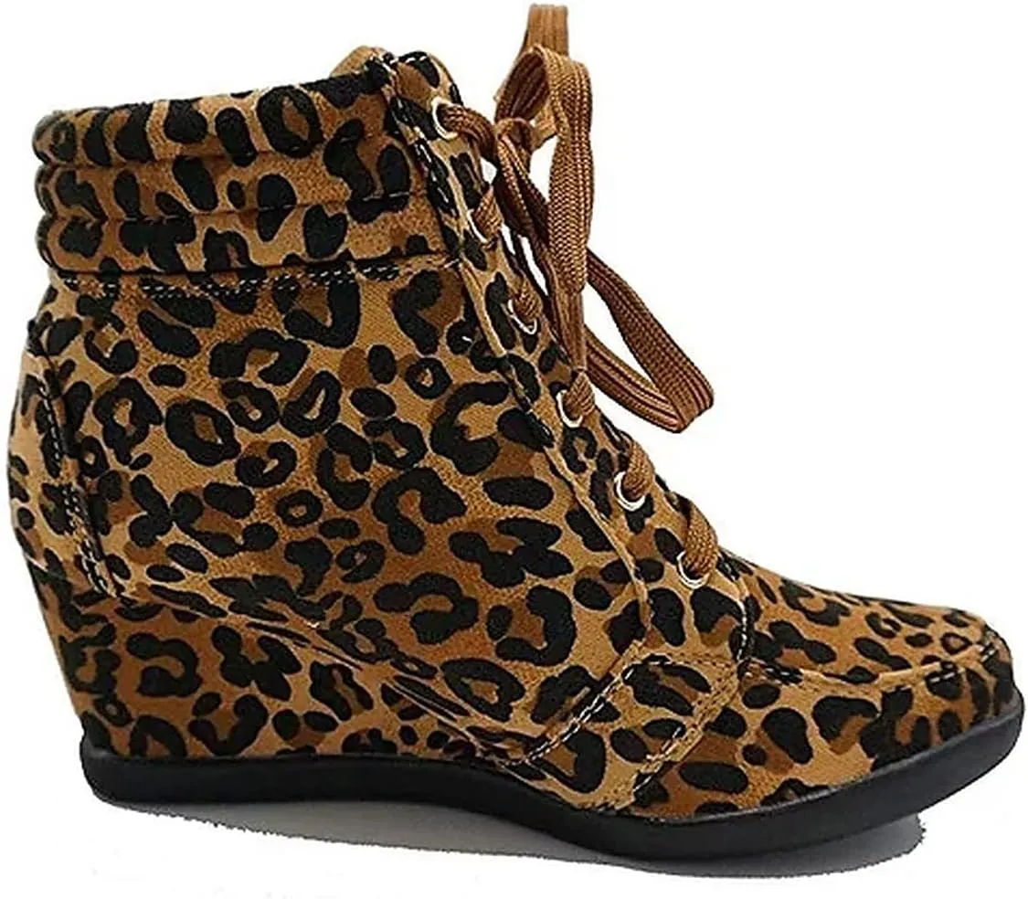 Forever Link Peggy Womens Lace Up High Top Wedge Sneaker