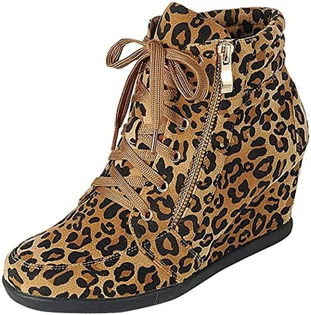 Forever Link Peggy Womens Lace Up High Top Wedge Sneaker