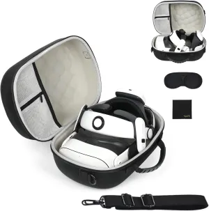 Hard VR Case for Meta Quest 3S/3, VR Headset & Touch Controllers, Shockproof Protective Case Compatible with Quest 3S/3 Elite Strap & Accessories, Travel Carrying Case (Black with Shoulder Strap)