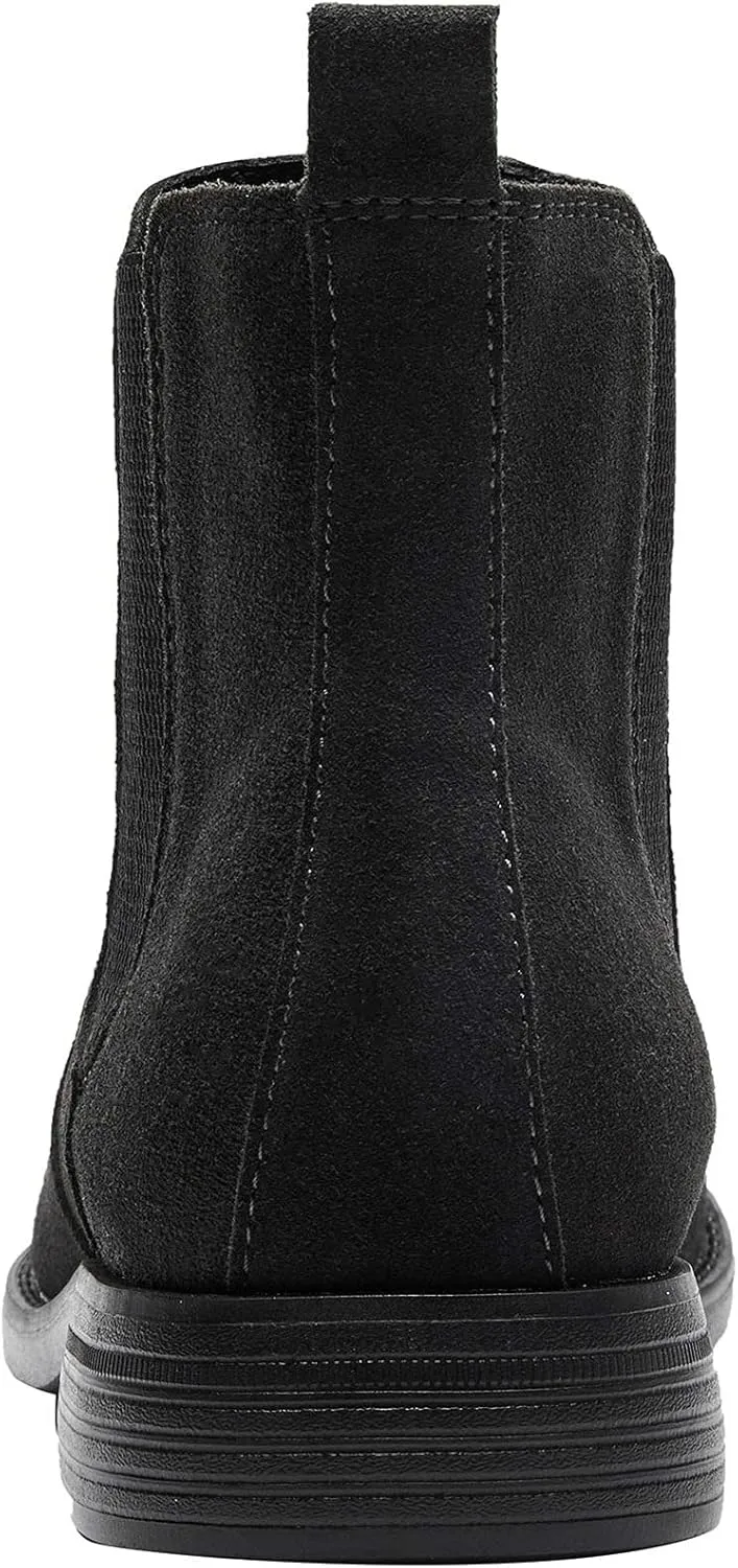 JIONS Men Chelsea Slip On Suede Boots Lightweight Leather Casual Dress Ankle Shoes
