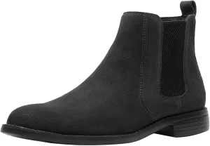 JIONS Men Chelsea Slip On Suede Boots Lightweight Leather Casual Dress Ankle Shoes