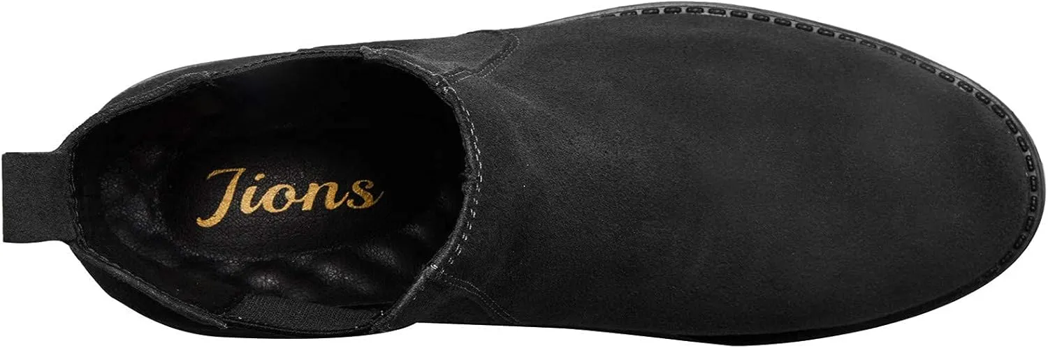 JIONS Men Chelsea Slip On Suede Boots Lightweight Leather Casual Dress Ankle Shoes