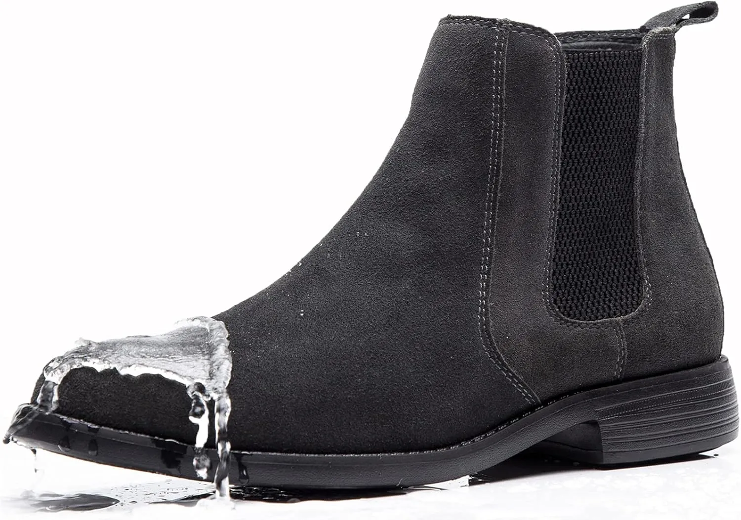 JIONS Men Chelsea Slip On Suede Boots Lightweight Leather Casual Dress Ankle Shoes