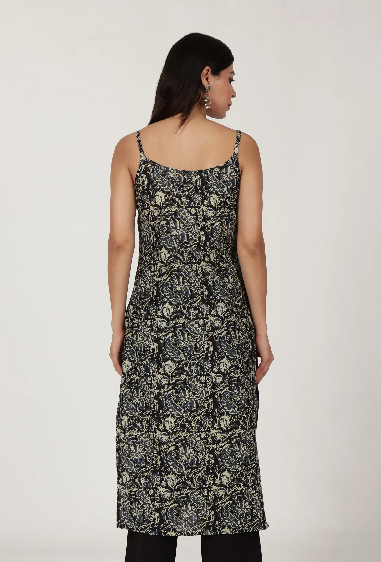 Kalamkari Printed Black Color Cotton Slip