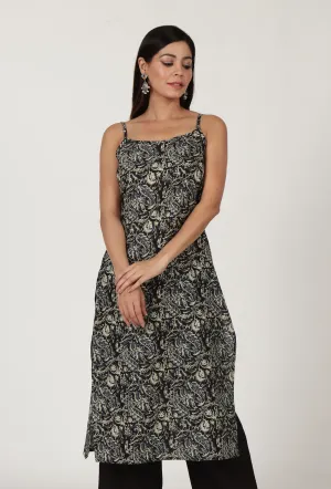 Kalamkari Printed Black Color Cotton Slip