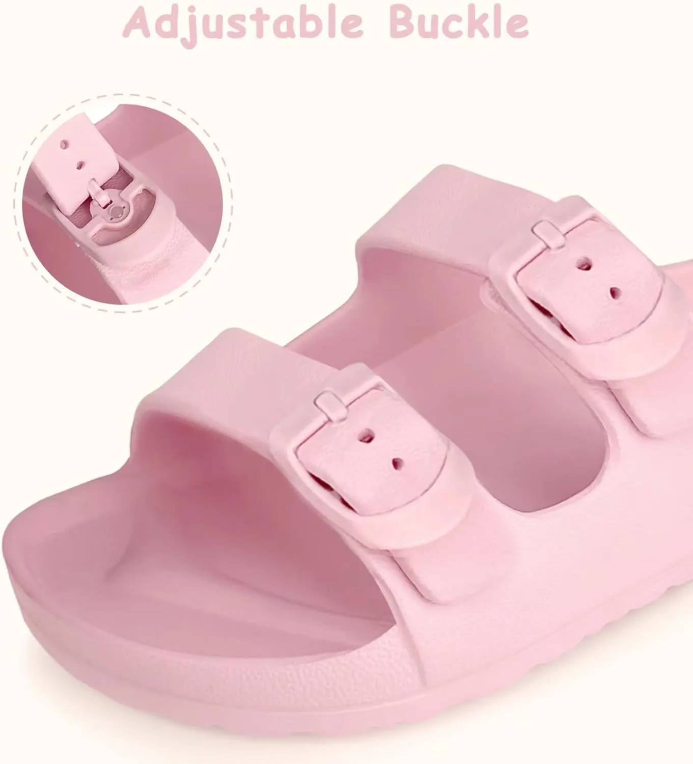 Kids Slide Sandals Boys Girls Buckle Adjustable EVA Slipper Sandals