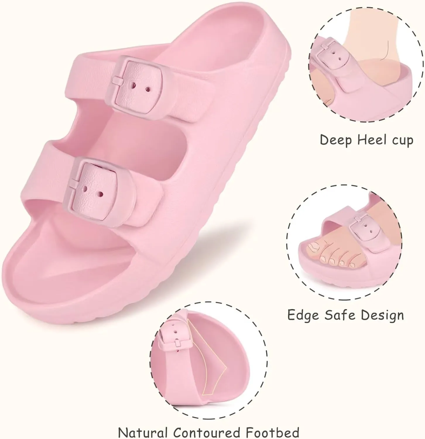 Kids Slide Sandals Boys Girls Buckle Adjustable EVA Slipper Sandals