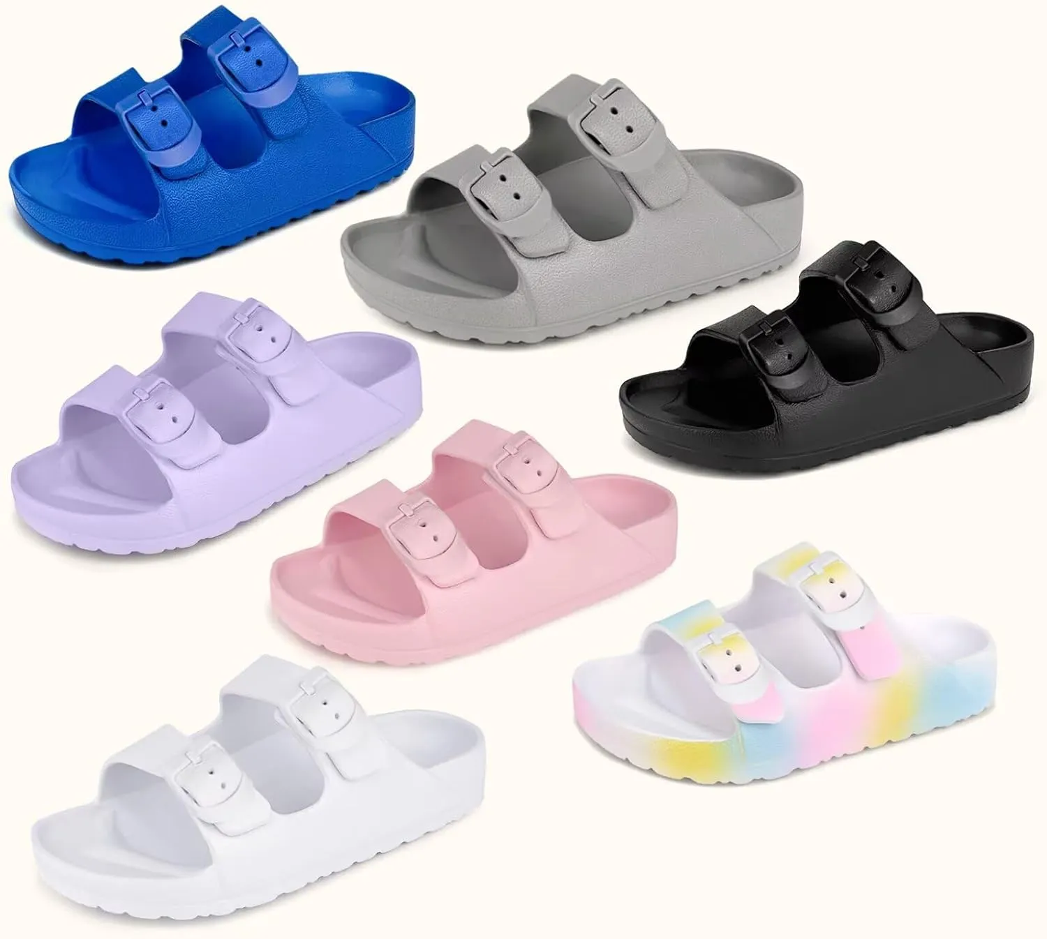 Kids Slide Sandals Boys Girls Buckle Adjustable EVA Slipper Sandals