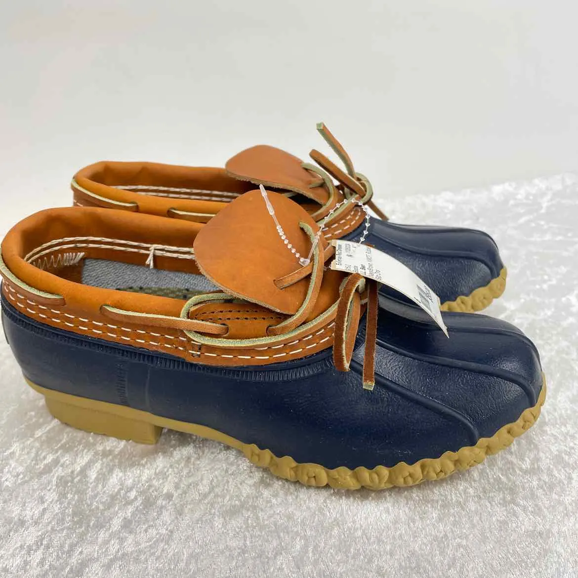 LL. Bean Women Size 6 Navy/Brown NWOT Rubber Slip Ons Bootie