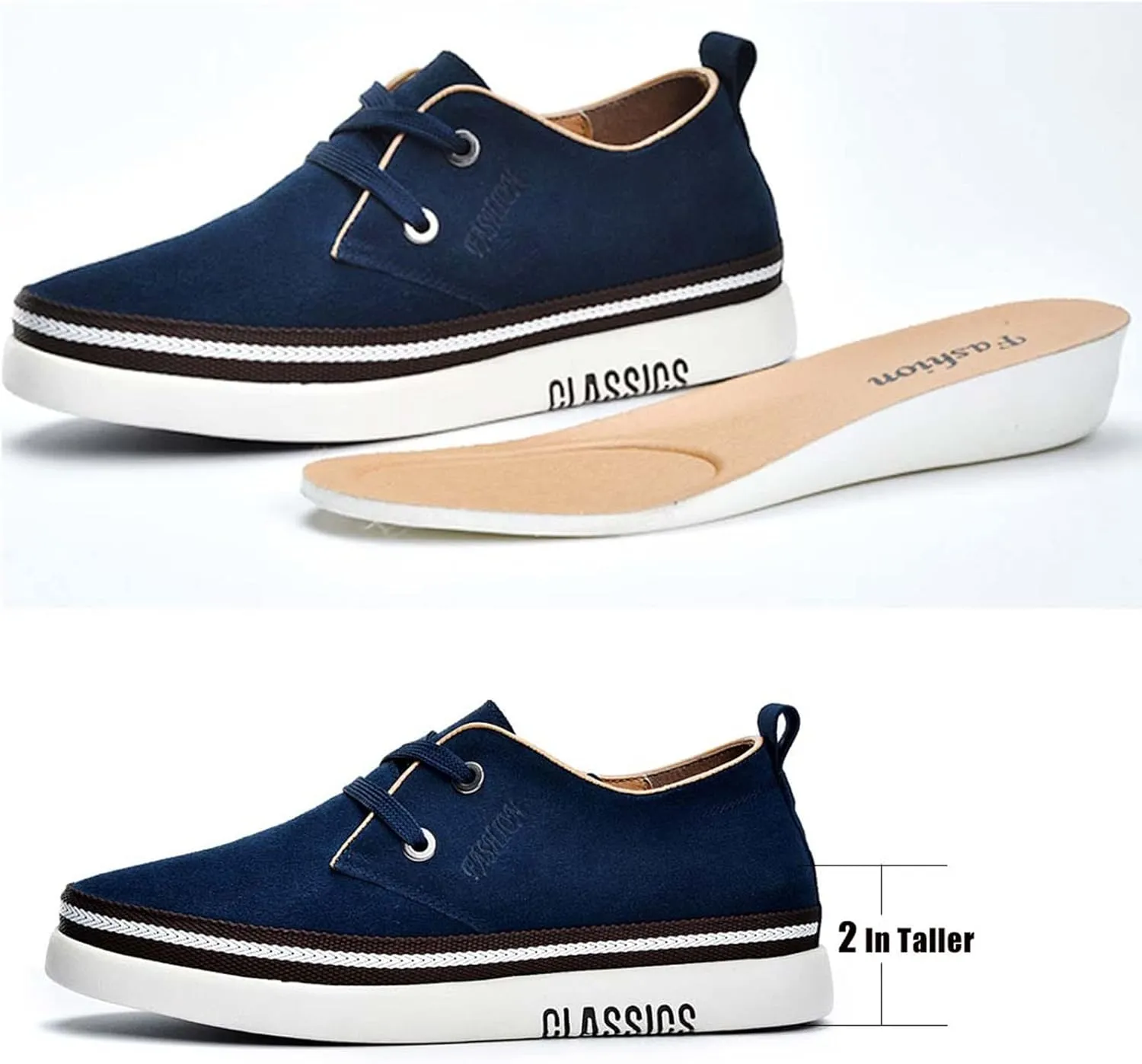 Men's Casual Oxford Shoes 2.36 Inches Invisible Height Elevator Shoes Invisible Height Lifting Shoes Lace Up Flannelette Cowhide Leather Dress Shoes - Hidden Heel