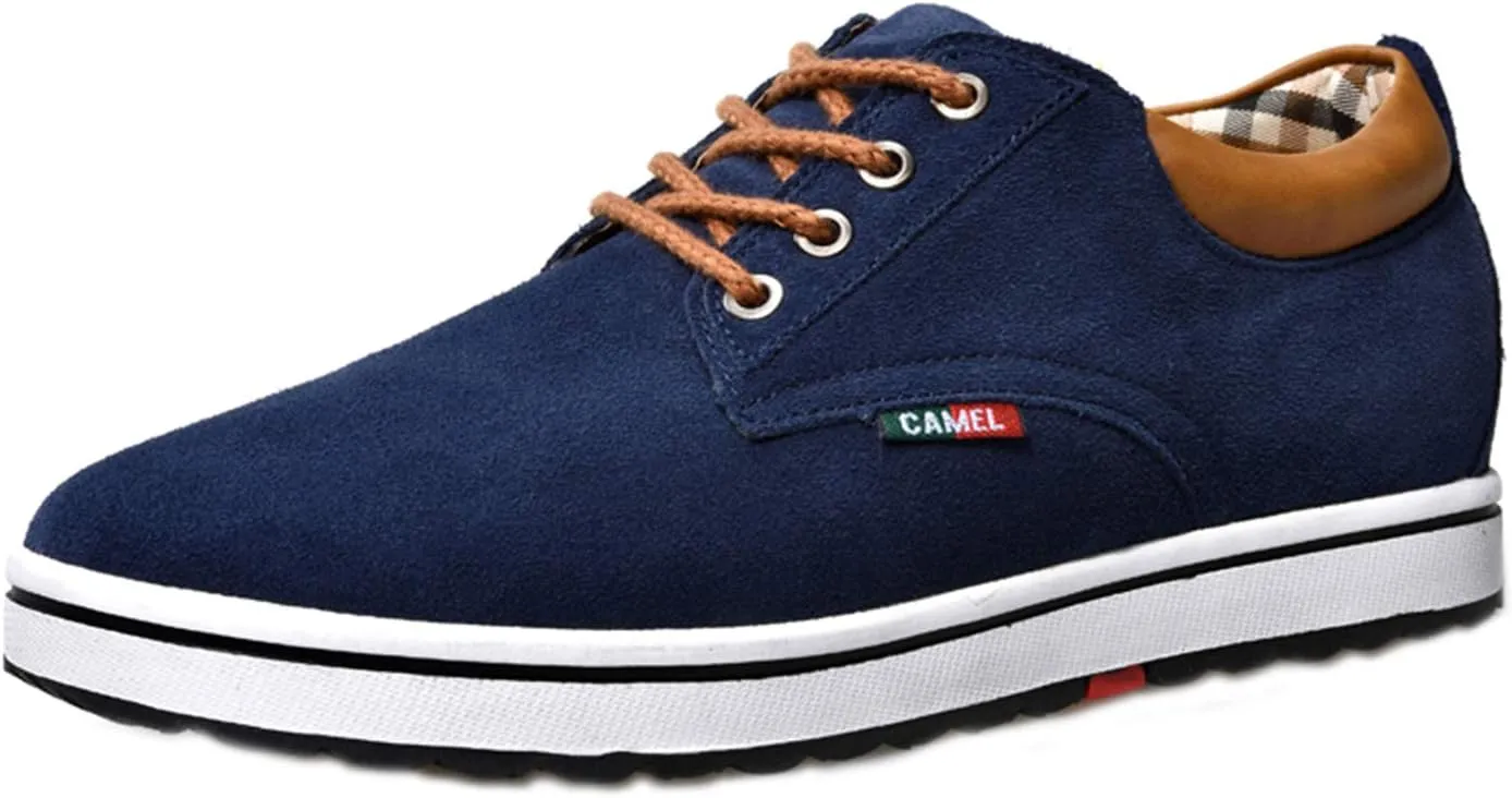 Men's Casual Oxford Shoes 2.36 Inches Invisible Height Elevator Shoes Invisible Height Lifting Shoes Lace Up Flannelette Cowhide Leather Dress Shoes - Hidden Heel