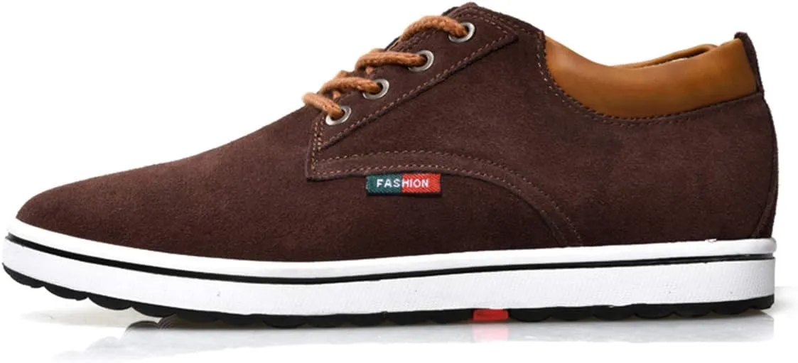 Men's Casual Oxford Shoes 2.36 Inches Invisible Height Elevator Shoes Invisible Height Lifting Shoes Lace Up Flannelette Cowhide Leather Dress Shoes - Hidden Heel