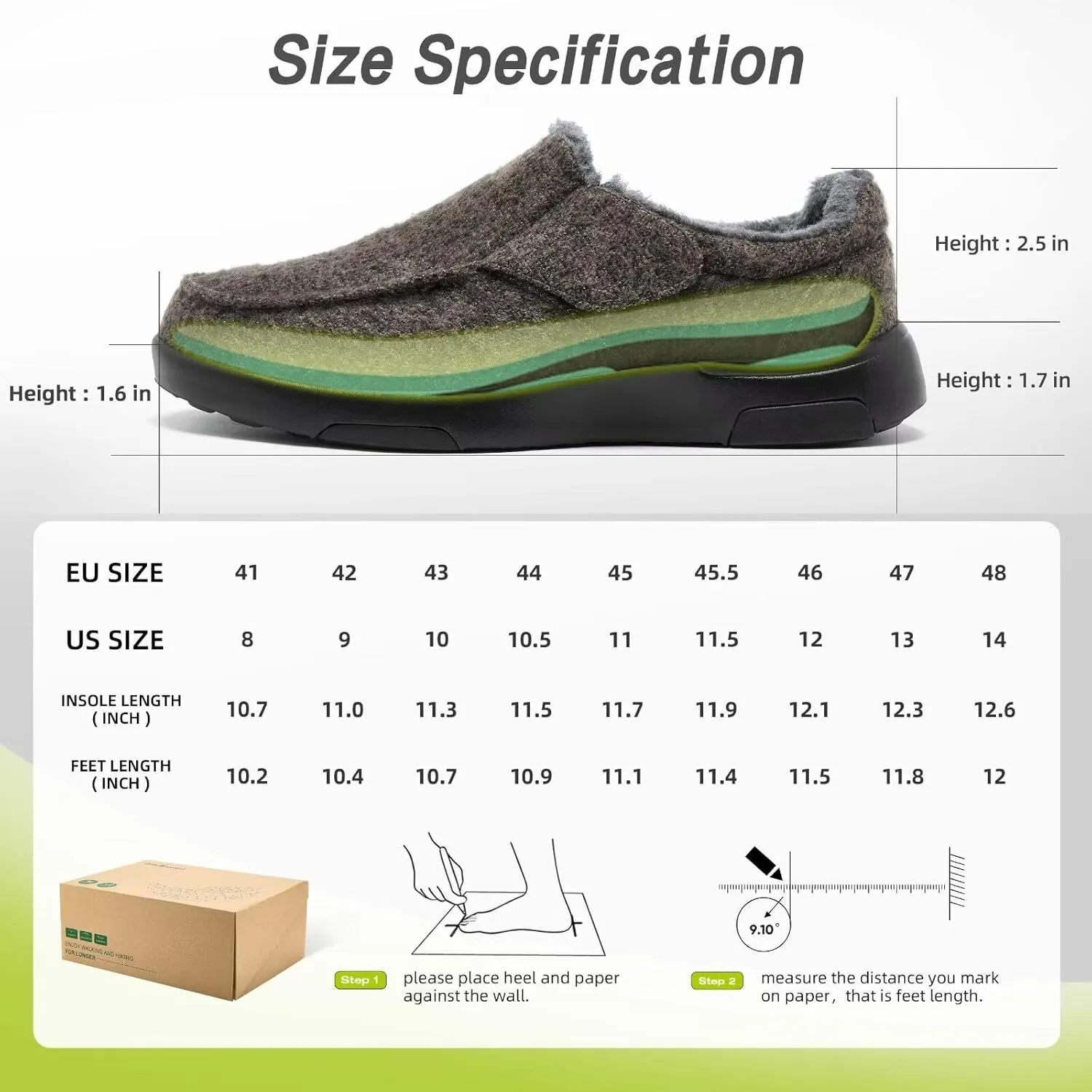 OrthoComfoot Mens Orthopedic Slippers Shoes with Arch Support: Plantar Fasciitis House Slip On Loafers, Comfortable Moccasin Mule Clogs for Indoor Outdoor