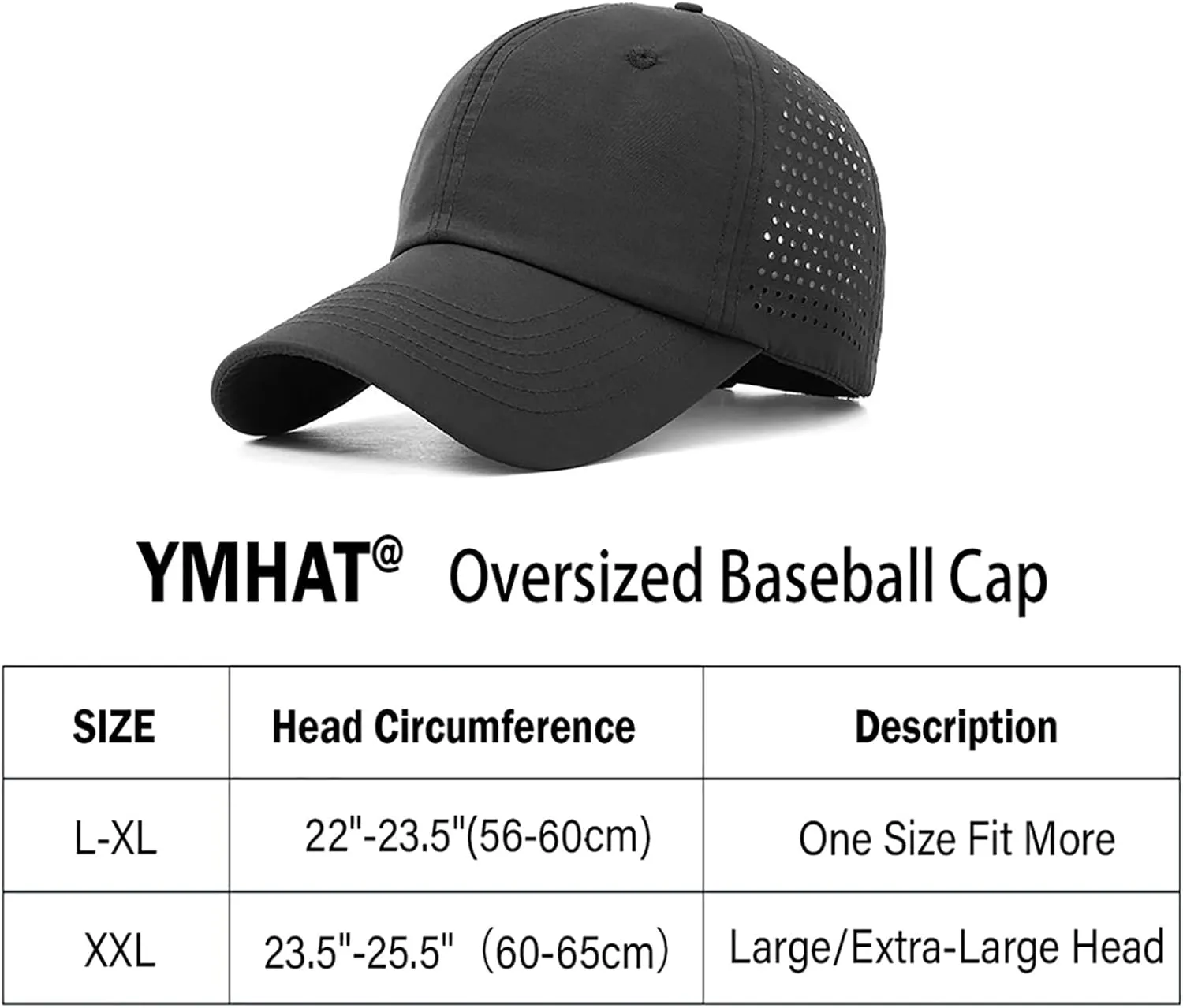 Oversized XXL XL Men's Basebal Cap Waterproof Quick Drying Large Hat Mesh Big Head Hats Adjustable Running Hat