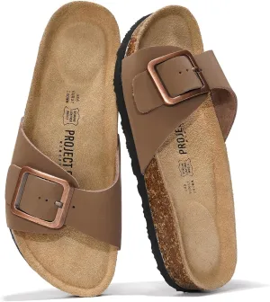 Project Cloud Genuine Leather Sandals Women Dressy Summer Beach Essentials - Flip Flops & Slides with Memory Foam Insole Womens Sandals Comfortable Footwear