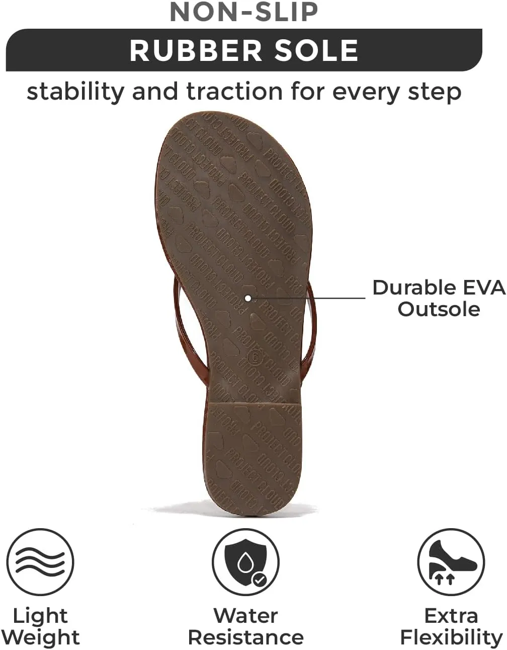 Project Cloud Vegan Leather Flip Flops for Women Footwear - Memory Foam Flats Sandals for Women 2025 - Lightweight Sandals Summer Beach Essentials Slides (Foundations)