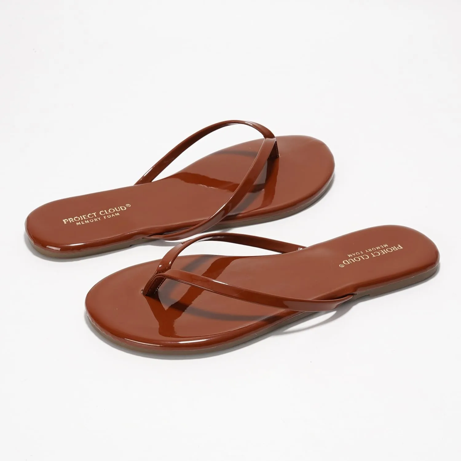 Project Cloud Vegan Leather Flip Flops for Women Footwear - Memory Foam Flats Sandals for Women 2025 - Lightweight Sandals Summer Beach Essentials Slides (Foundations)