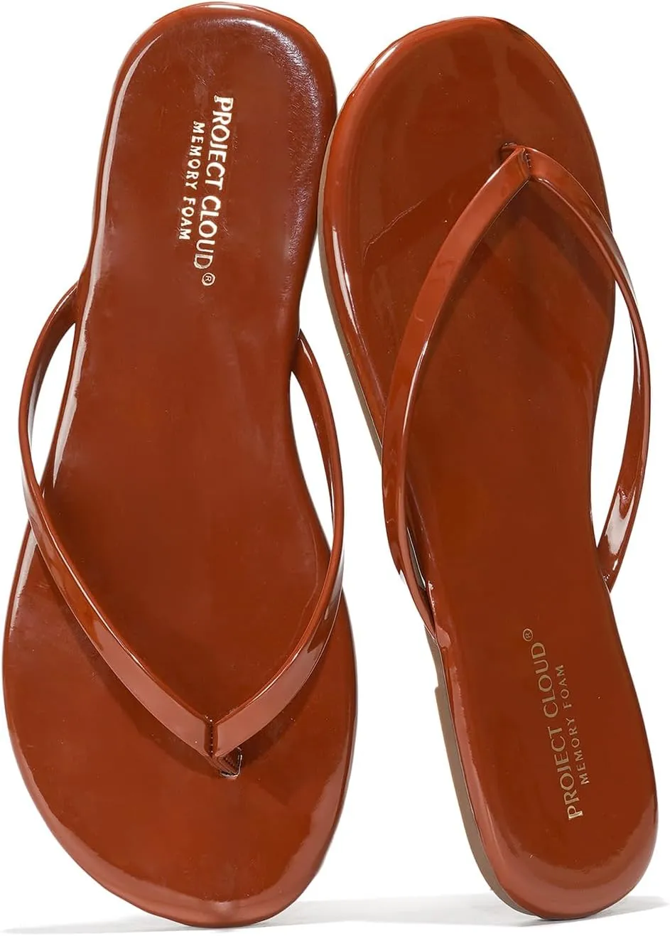 Project Cloud Vegan Leather Flip Flops for Women Footwear - Memory Foam Flats Sandals for Women 2025 - Lightweight Sandals Summer Beach Essentials Slides (Foundations)
