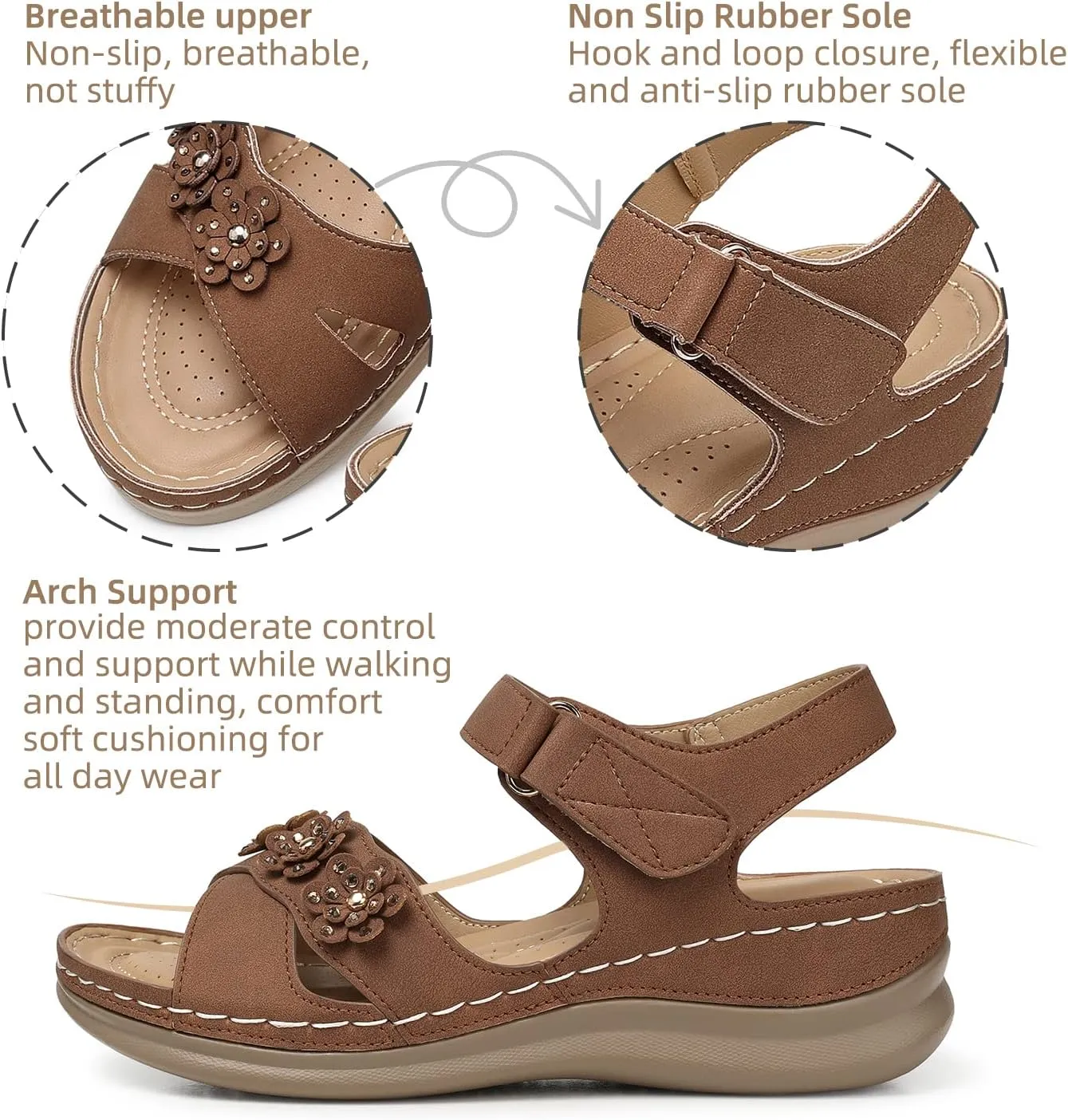 SHIBEVER Wedge Sandals for Women Dressy: Women Comfortable Summer Platform Casual Dress Sandal