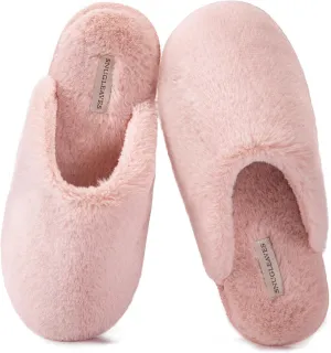 Snug Leaves Women's Fuzzy Scuff Slippers Soft Comfy Memory Foam Non-slip Indoor House Shoes