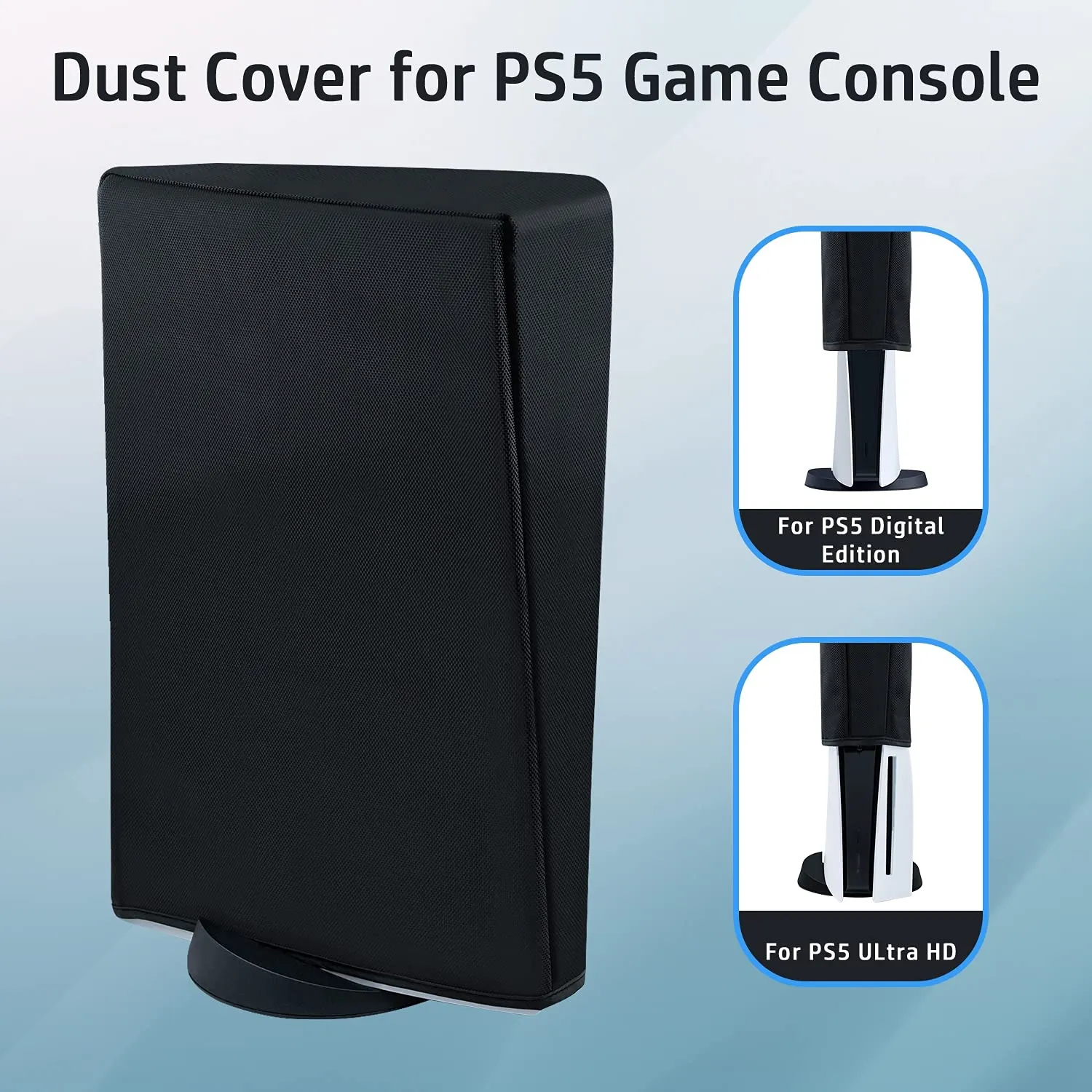 Wigearss vertical Mode Dust Cover for PS5 Console 1680D Oxford Cloth Anti-Scratch Waterproof Dust Guard Backend Cutaway Design (Not for PS5 Slim/PS5 Pro)